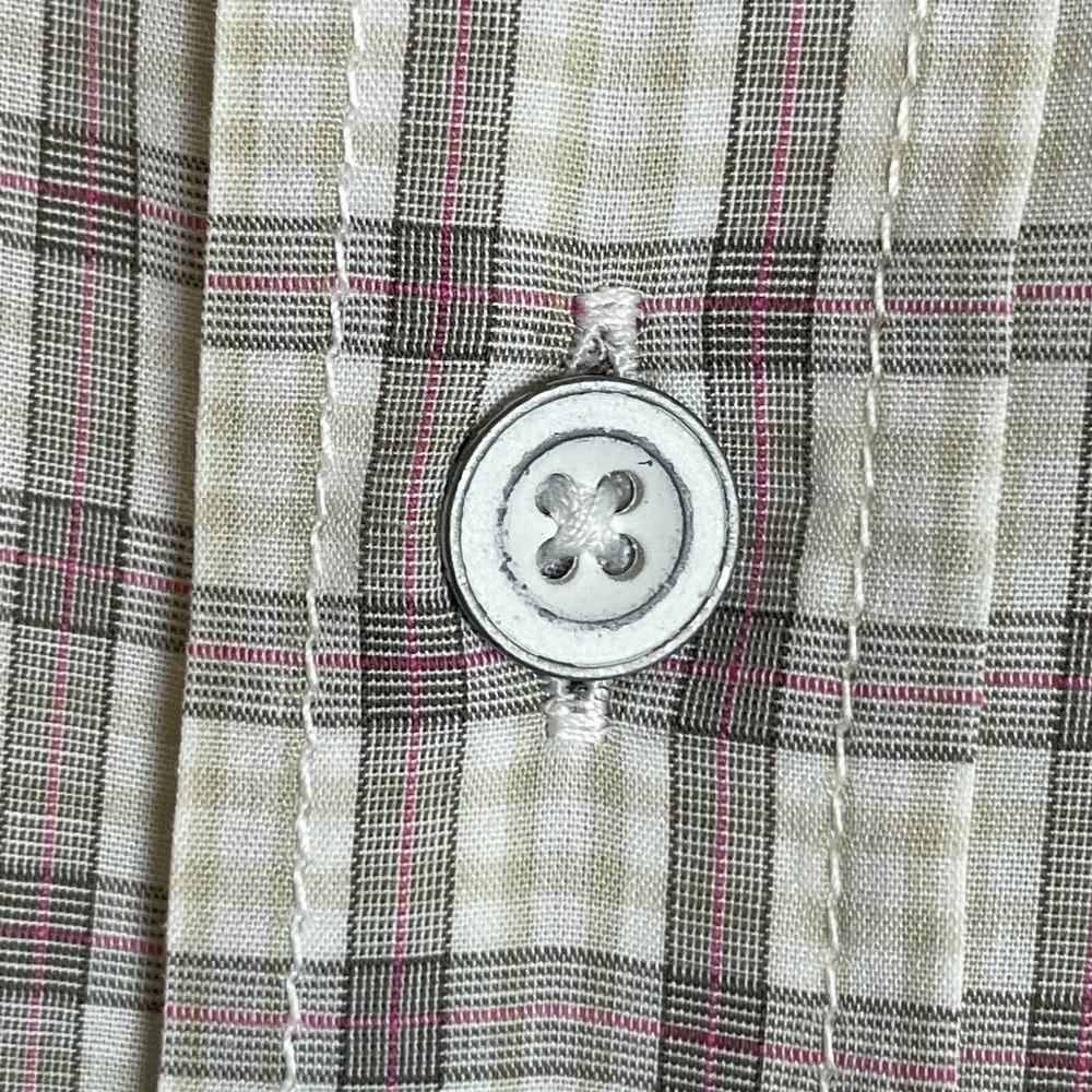 BOSS Hugo Boss Preston Shirt Mens Large Tan Plaid Slim Fit Long Sleeve Button Up - Picture 6 of 11